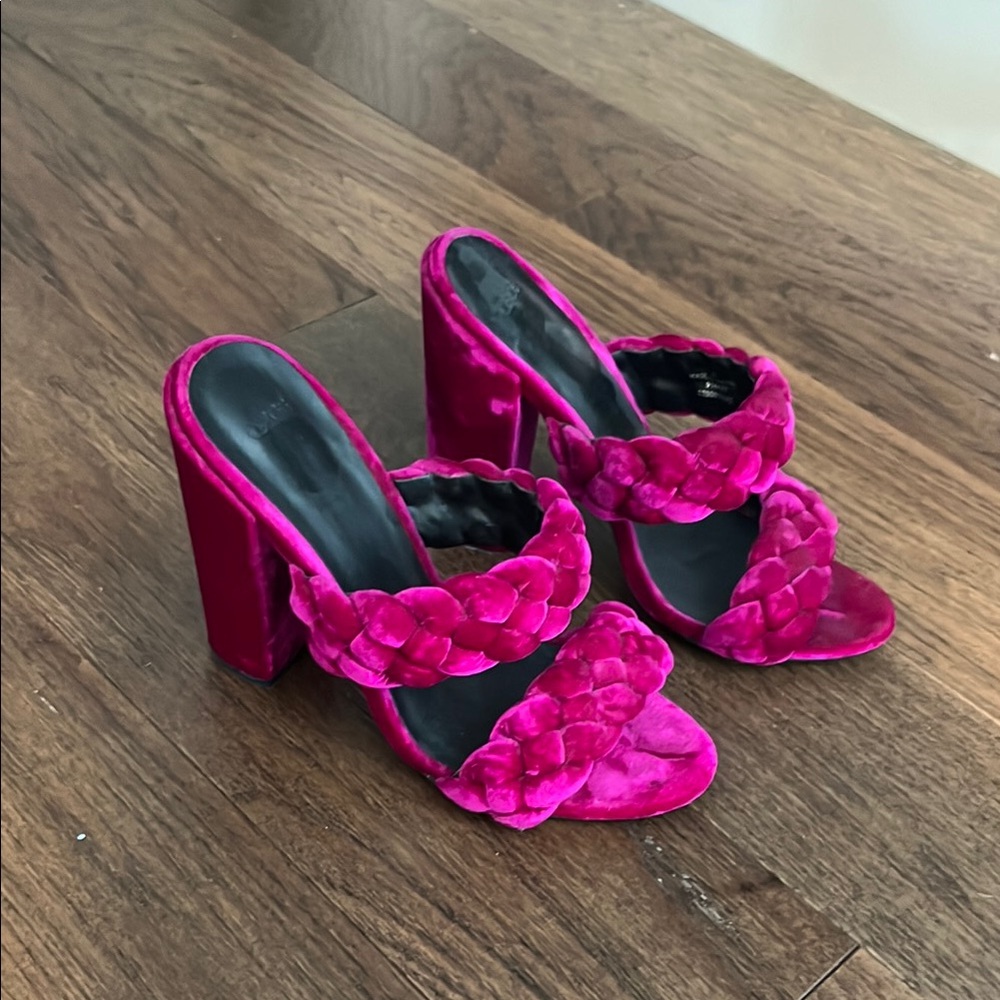 Women's Pink Braided Heeled Sandals